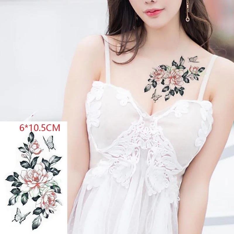 Waterproof Temporary Tattoo Sticker Small Cute Flower Plant Body Art Flash Tatoo Fake Tatto for Women Men