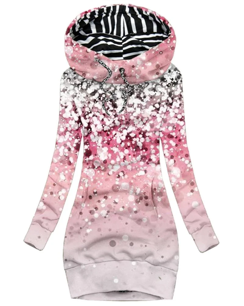 Women's Daily Vintage Print Hoodie-082409