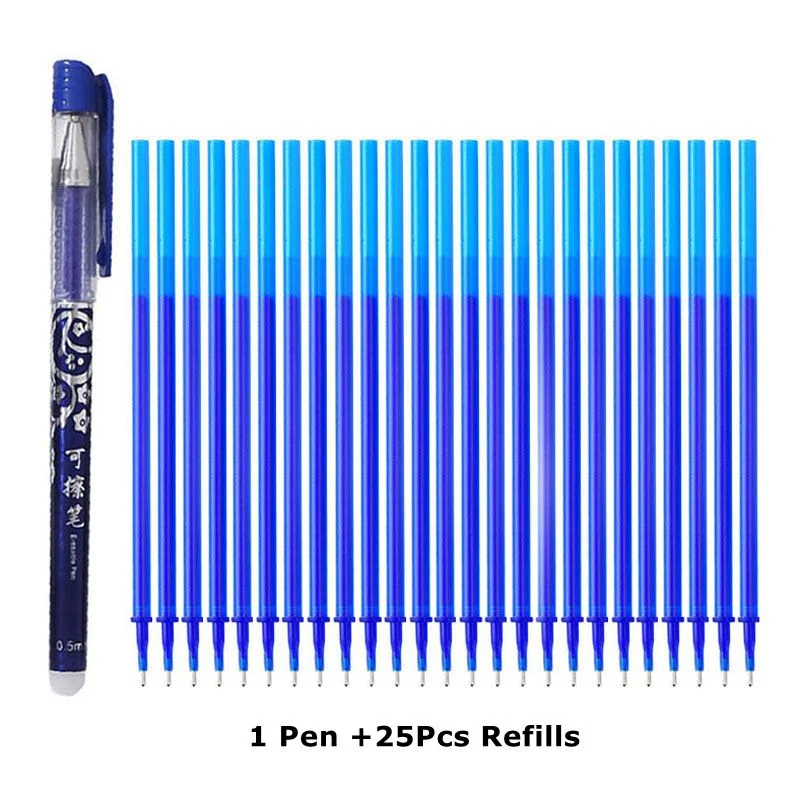 Erasable Pen Refills Rod Set 0.5mm Needle/0.7mm Bullet tip Washable Handle Erasable Ballpoint Pen for School Pen Writing Tools