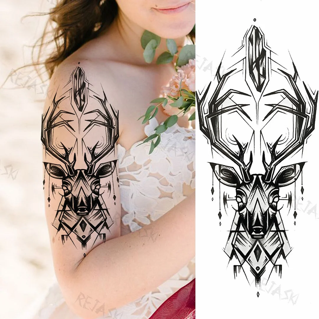 Sdrawing Big Lion Crown Temporary Tattoos For Men Women Tiger Flower Cross Skull Realistic Fake Tattoo Body Art Tatoo Sticker