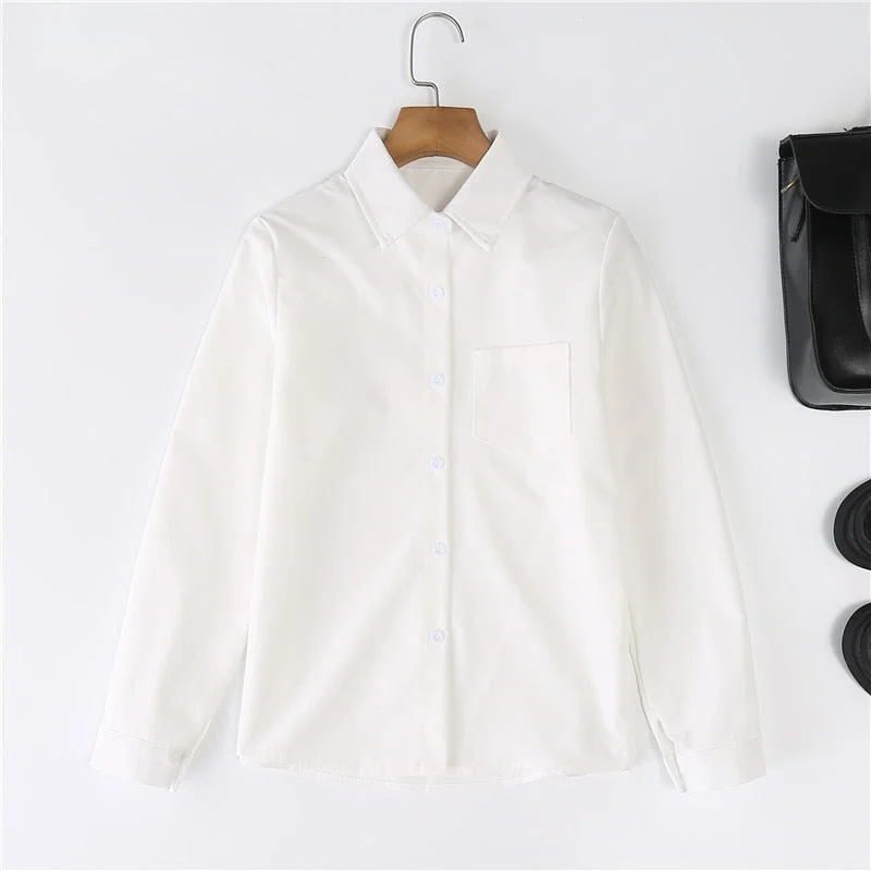 Autumn White Women Blouses School Shirt Long Sleeve Tops Black With Tie Bow Japanese Korean JK Style Female Shirts Lapel Blusas