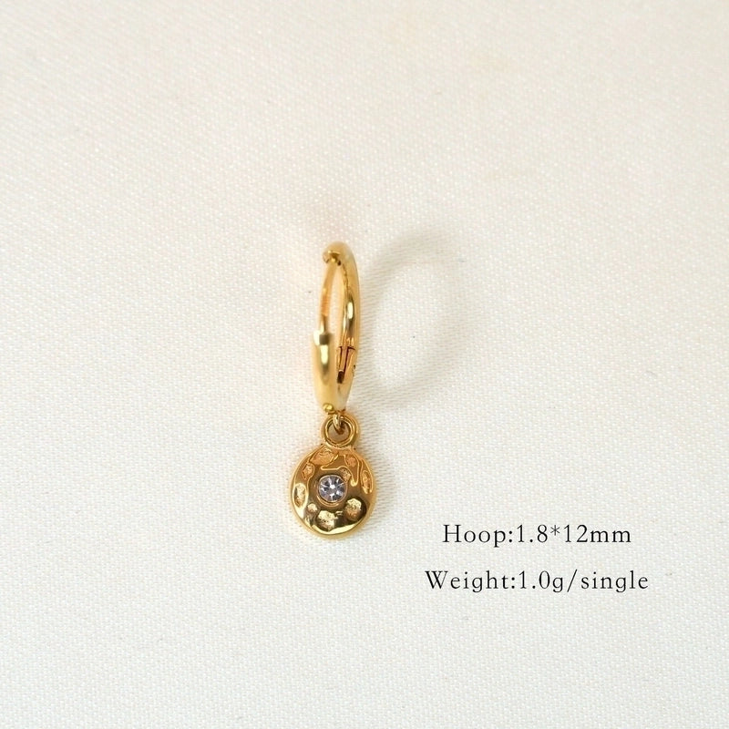 1 Pair Minimalist Cross Devil’s Eye Moon 304 Stainless Steel Drop Earrings