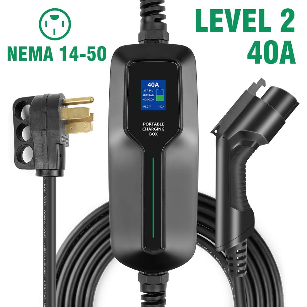 40A Electric Vehicle Charger Type 1 SAE J1772 Portable EVSE EV Charging