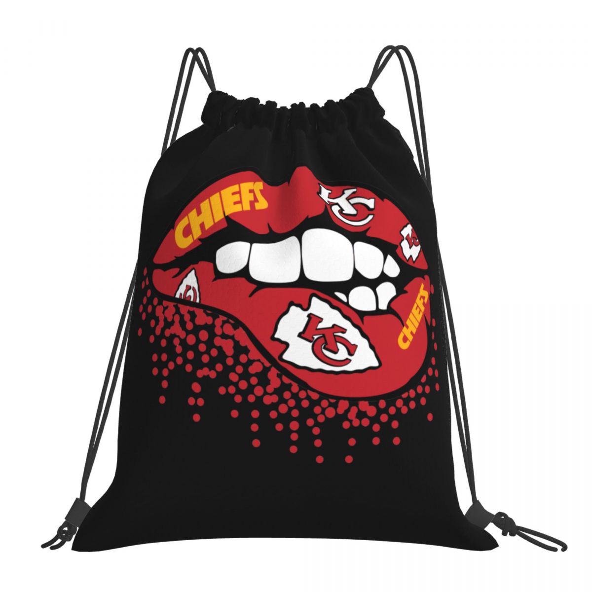 Kansas City Chiefs Lips Logo Waterproof Adjustable Lightweight Gym Drawstring Bag
