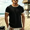 Men's Color Block Lightweight Linen Blend Crew Neck T-Shirt by Inlyline
