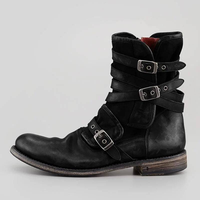 Men's Retro Multiple Buckle Retro Ankle Boots-Black Friday 40% Off