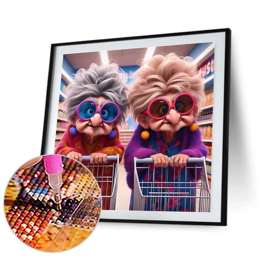 4pcs/Set Diamond Painting - Full Round Drill - Grandma(Canvas|30*30cm)