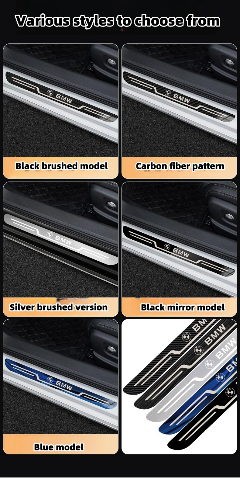 Car universal style stainless steel welcome door sill strip