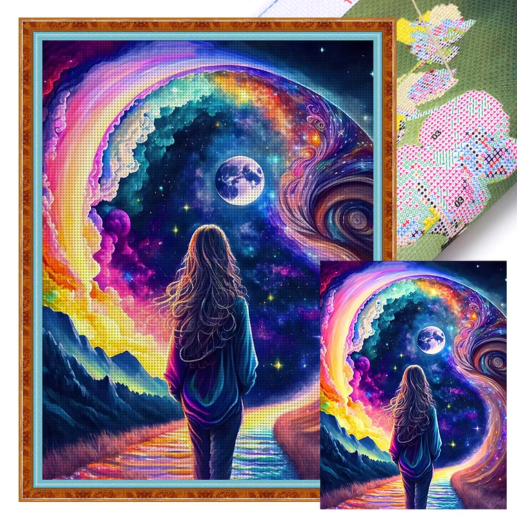 Starry Sky Girl (50*65cm) 11CT Stamped Cross Stitch gbfke