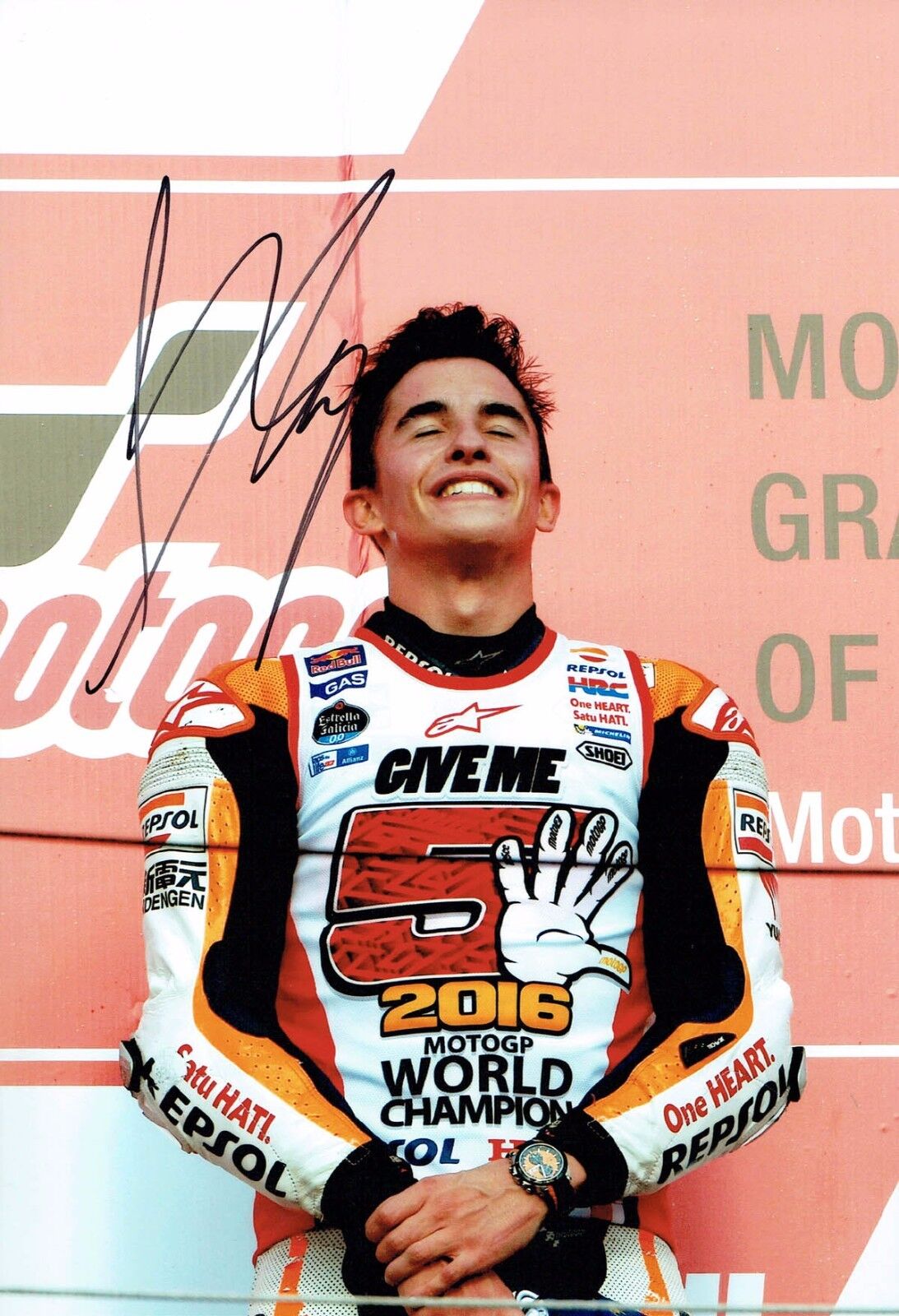 Marc MARQUEZ 2017 Silverstone SIGNED 12x8 Autograph Photo Poster painting F AFTAL COA MOTOGP