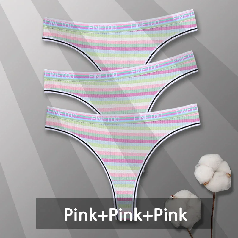 Billionm Colorful Cotton Panties for Women Sexy Striped Underwear G-string Thong Panty Female Breathable Soft Intimate Lingerie