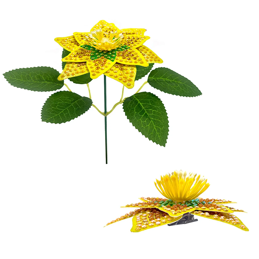 8Pcs 3D Yellow Artificial Flowers DIY Desktop Diamond Art Kit Adults Home Decor