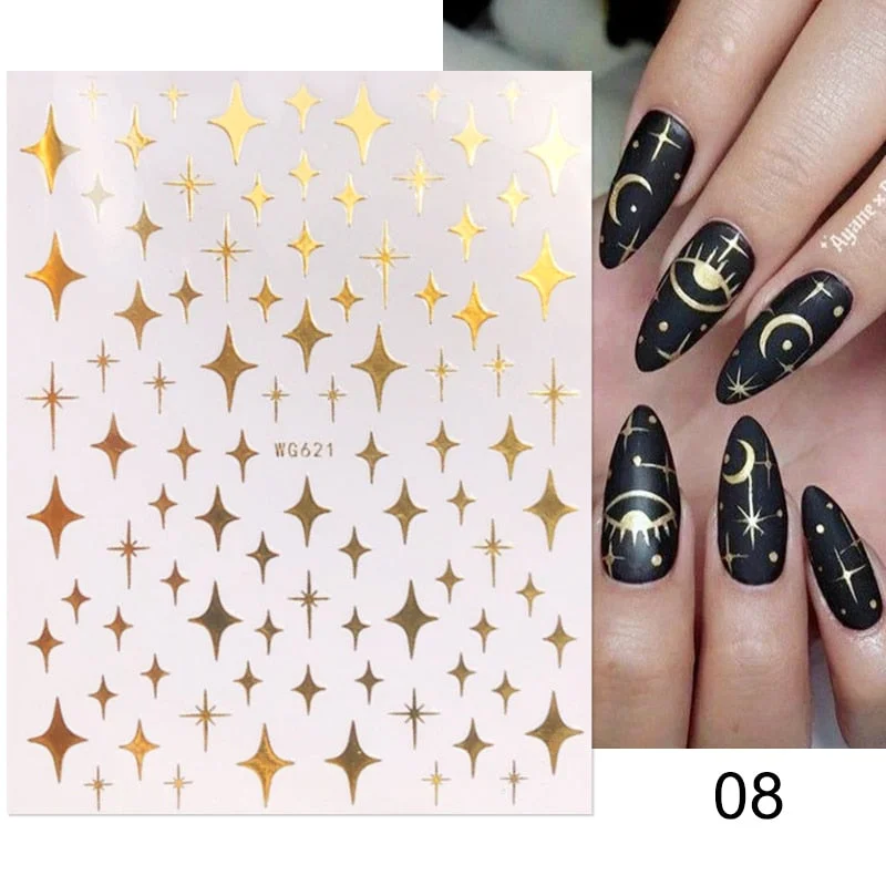 3D Glitter French Stickers On Nails Silver Powder White Hypotenuse Edge Nail Art Decals Sliders Shiny Adhesive Sliders Manicures