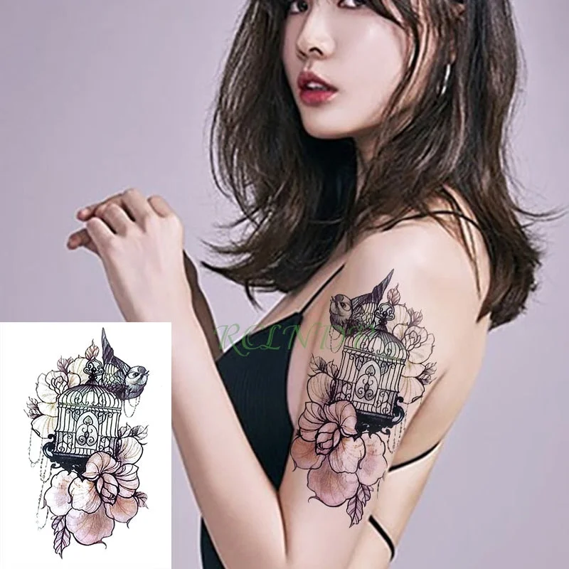 Waterproof Temporary Tattoo cartoon Japanese girl bow Sticker flash tatto fake tatoo large darkness tattoos for women men lady