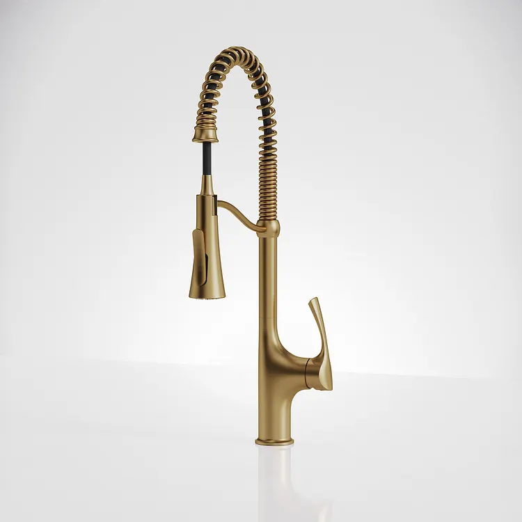 EVERSTEIN Commercial Pull Down Kitchen Faucet Brushed Gold