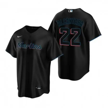 Men's Miami Marlins #22 Sandy Alcantara  Black Home Limited Player Jersey