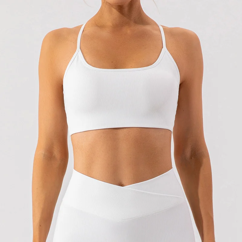 Solid color thin suspender sports bra