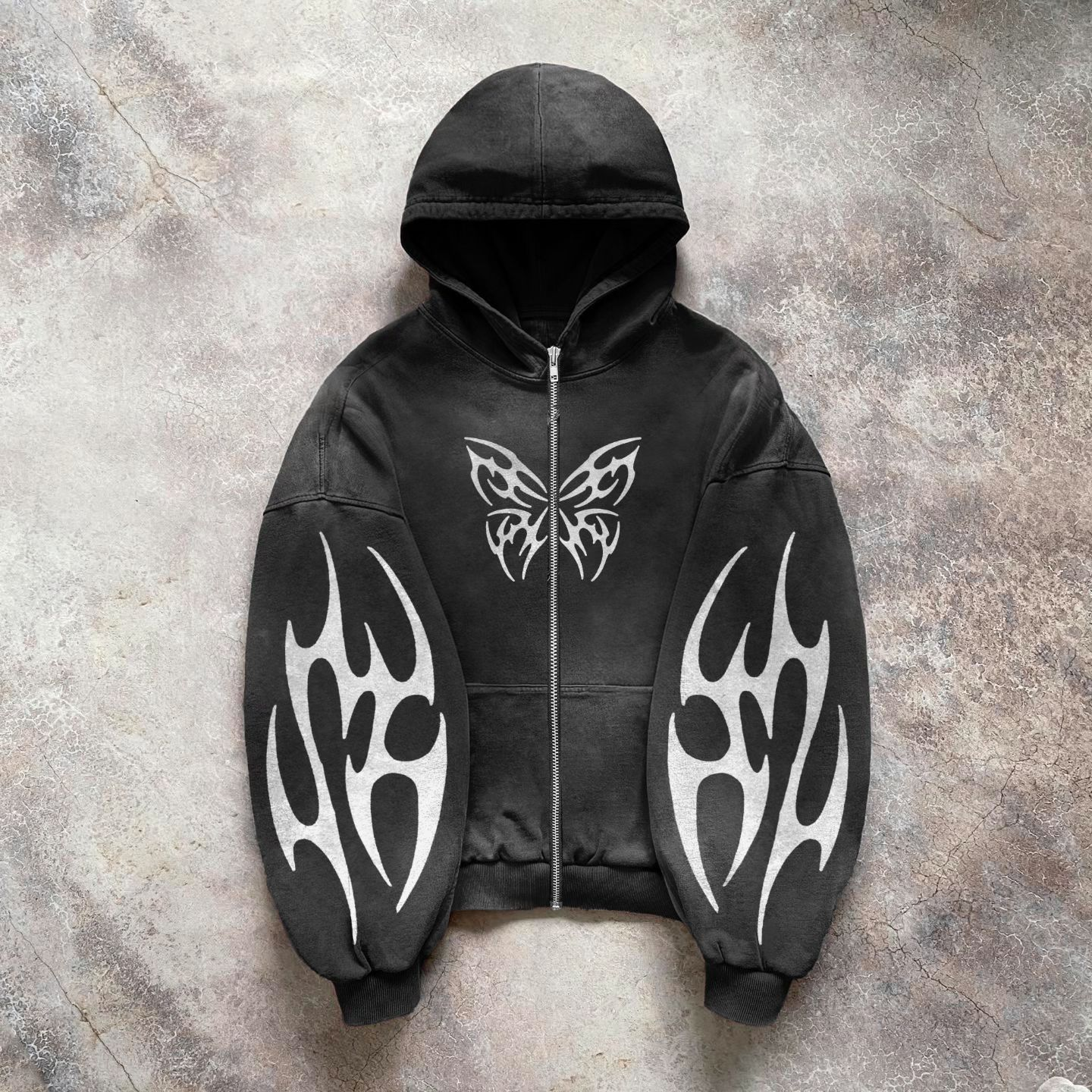 Vintage Butterfly Zip Hoodie
