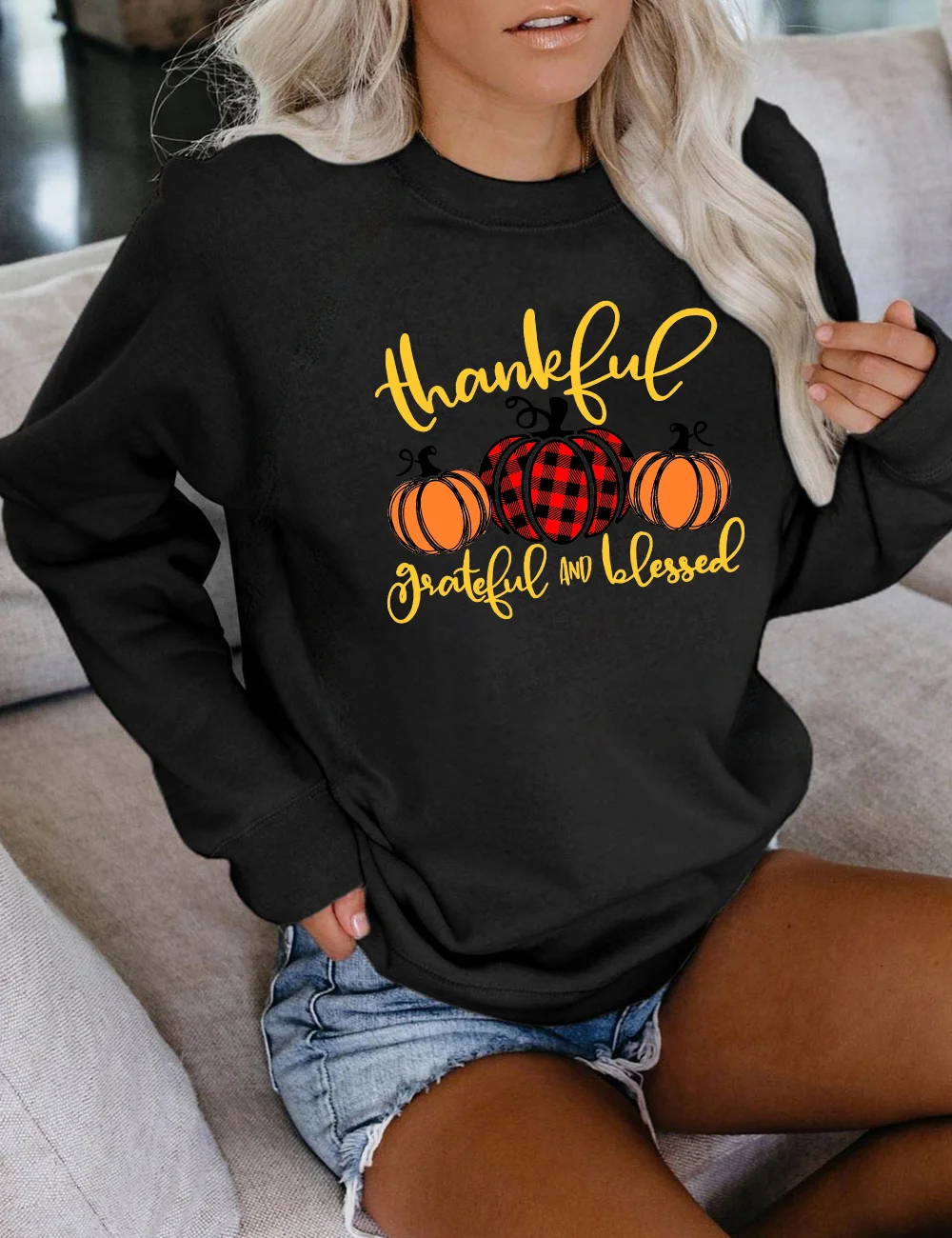 Thankful Grateful Blessed Pumpkin Sweatshirt