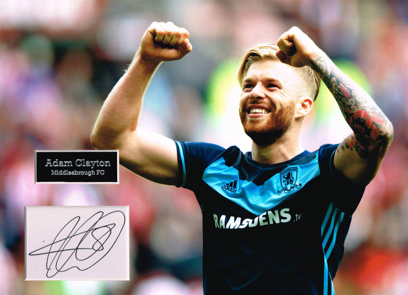 Adam CLAYTON SIGNED Autograph 16x12 Photo Poster painting Mount AFTAL COA Middlesbrough