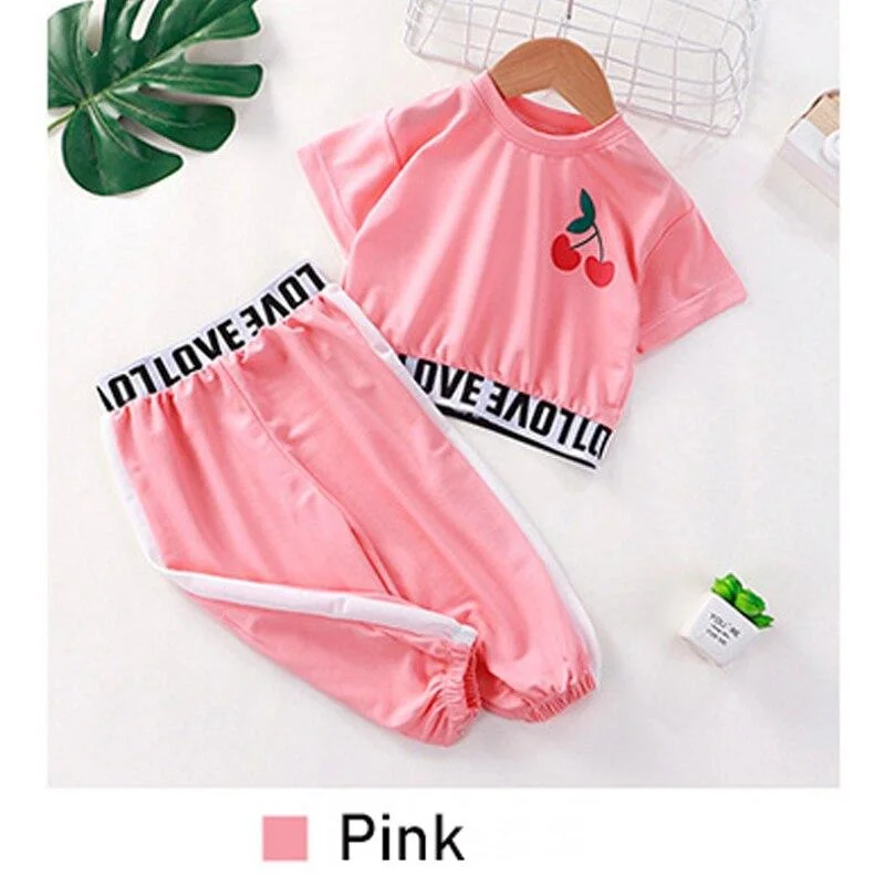 Newborn Baby Clothes Suit Kids Children Baby Girl Short-Sleeved Tops Trousers Alphabet Costume 2-Piece Set