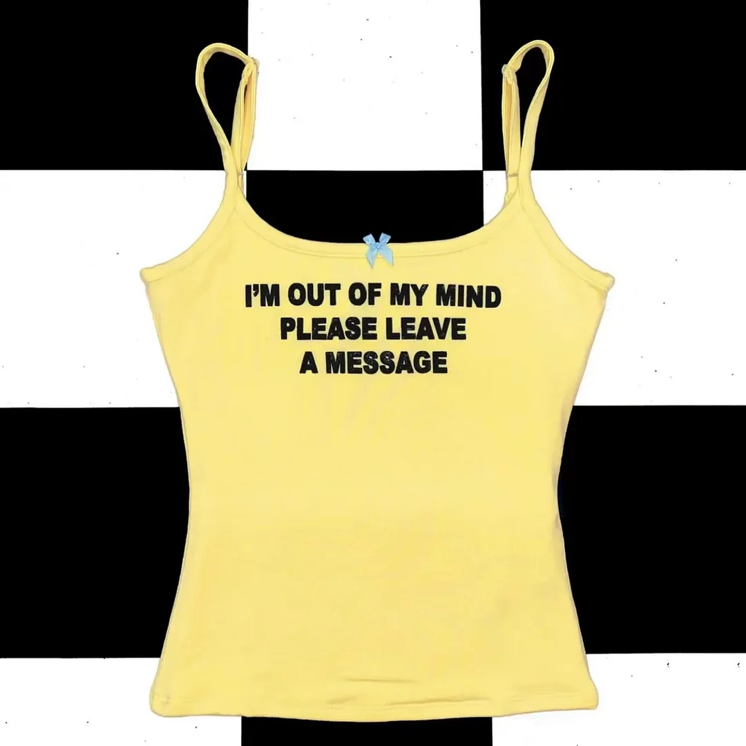 Brownm Brownm Girl Style Letter Print Sleeveless Short Vest Retro Top Women's Summer New