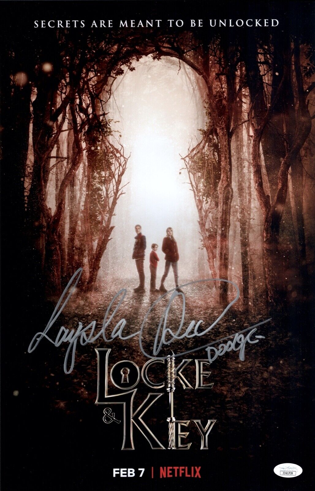 LAYSLA DE OLIVEIRA Signed LOCKE & KEY 11x17 Photo Poster painting DODGE Autograph JSA COA Cert