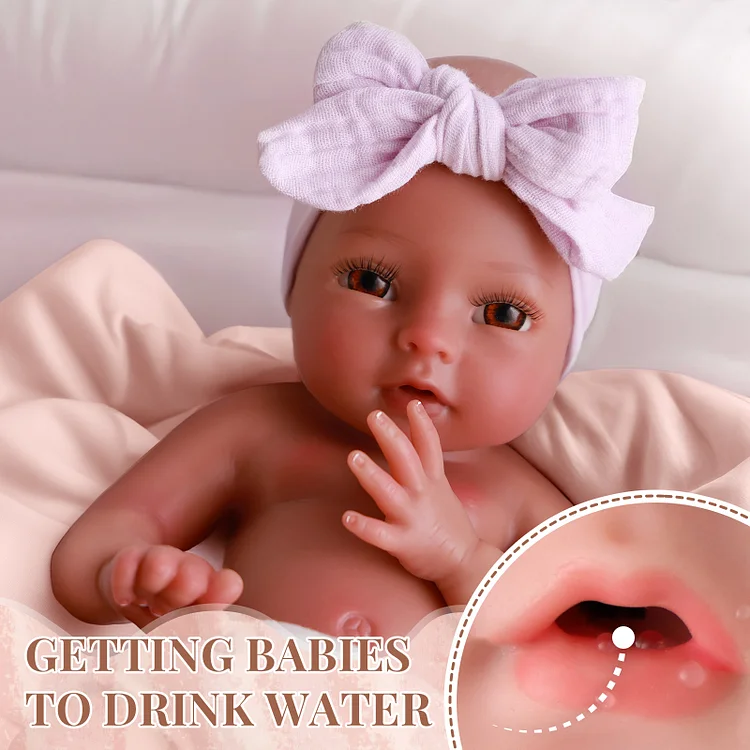 [Wet and Drink System]Babeside Terry 12" Realistic Silicone Smiling Baby Little Infant Girl