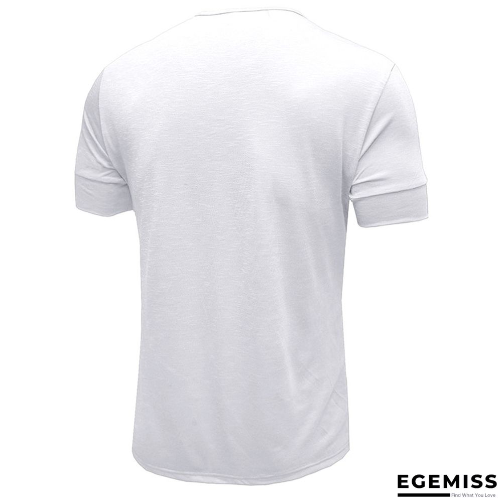 T-shirt with Short Sleeves Henry Shirt Round Neck Cotton T-shirt Men's Clothes | EGEMISS