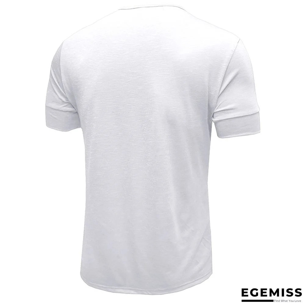 T-shirt with Short Sleeves Henry Shirt Round Neck Cotton T-shirt Men's Clothes | EGEMISS