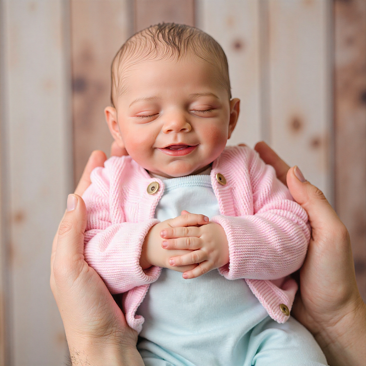 20" Lifelike Smiling Reborn Newborn Baby Doll Girl Demin with Chubby Face and Free Gift