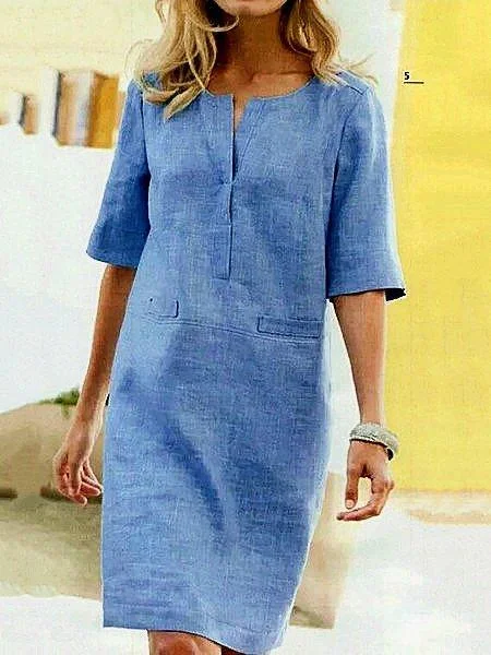 Women Shift Daytime Casual Dresses Plus Size Midi Dresses