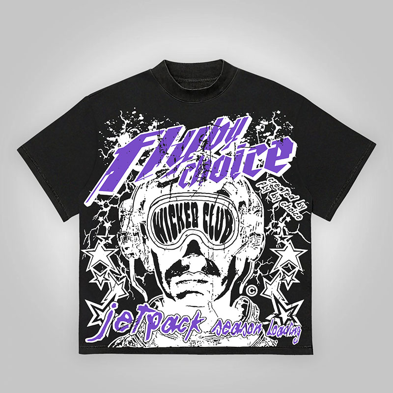 Vintage Fly By Choice Death In Purple Graphic 100% Cotton T-shirt