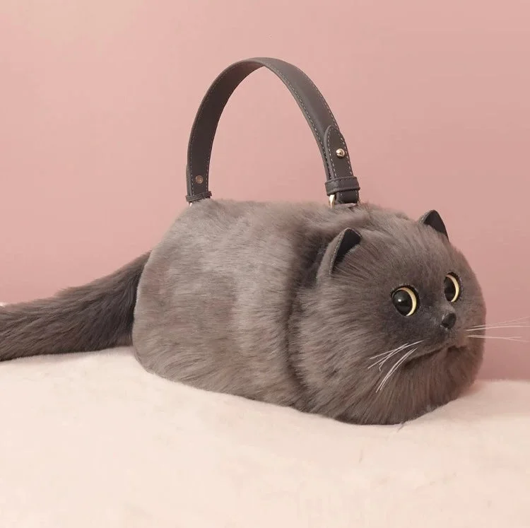 Fluffy British Blue Cat Bag Cat Purse
