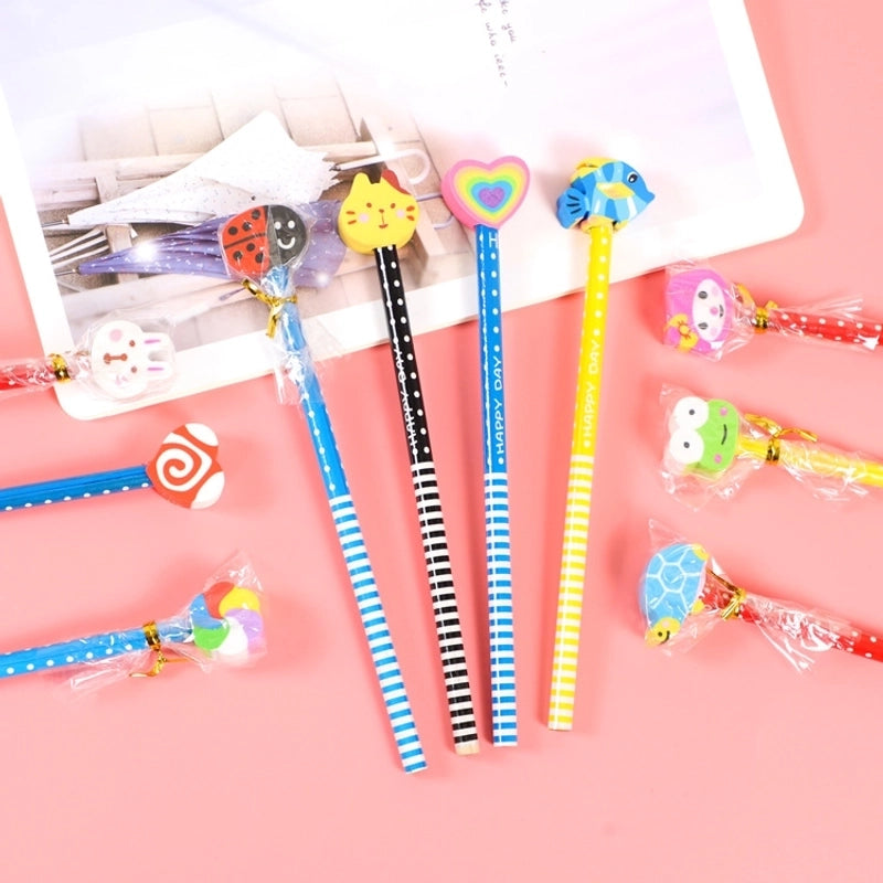 2 Pieces Cartoon Hb Eraser Student Pencil For Writing 1 Pcs