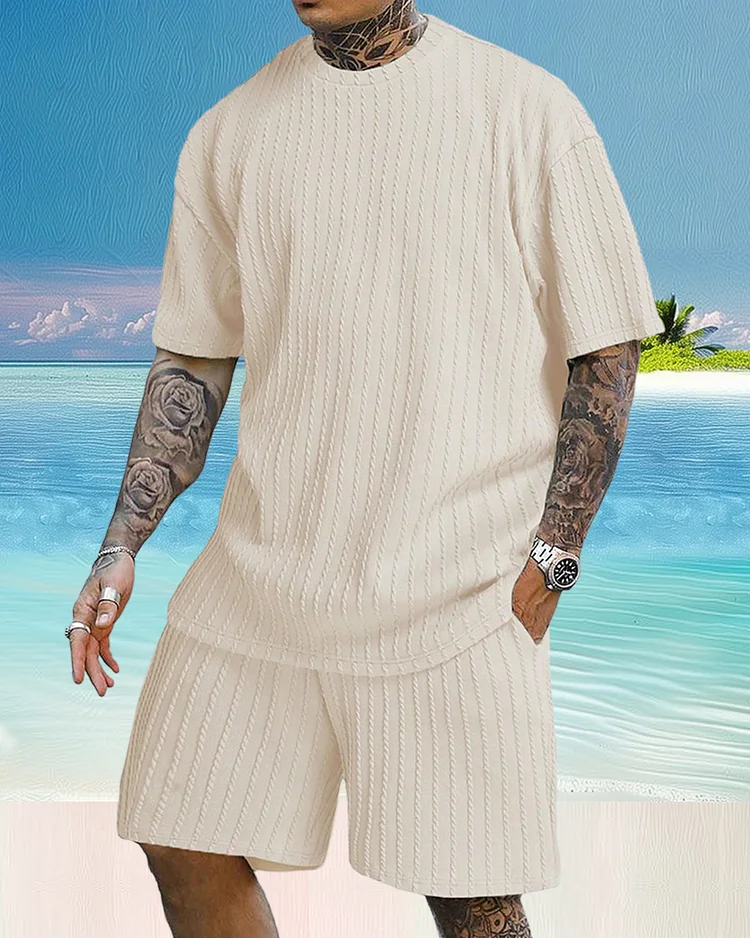 Men's casual gorgeous textured printed shorts set 559