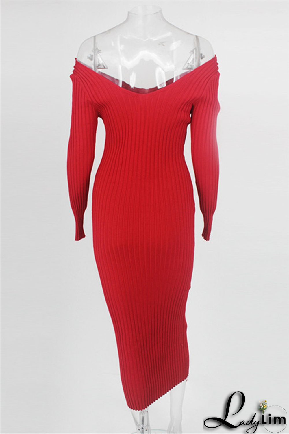 Black Fashion Casual Solid Basic V Neck Long Sleeve Dresses