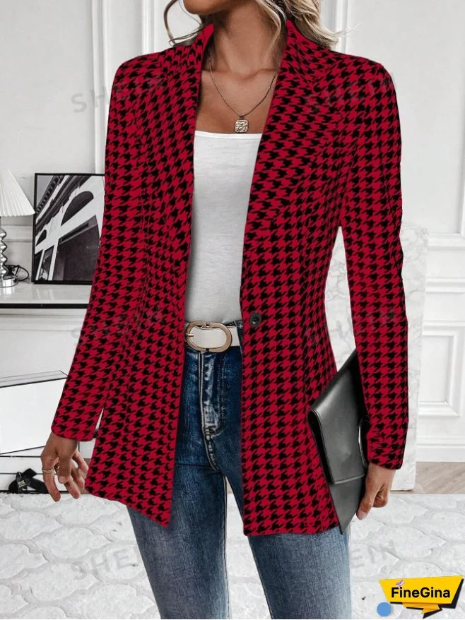 Retro Plaid Double Pocket Loose Woolen Coat