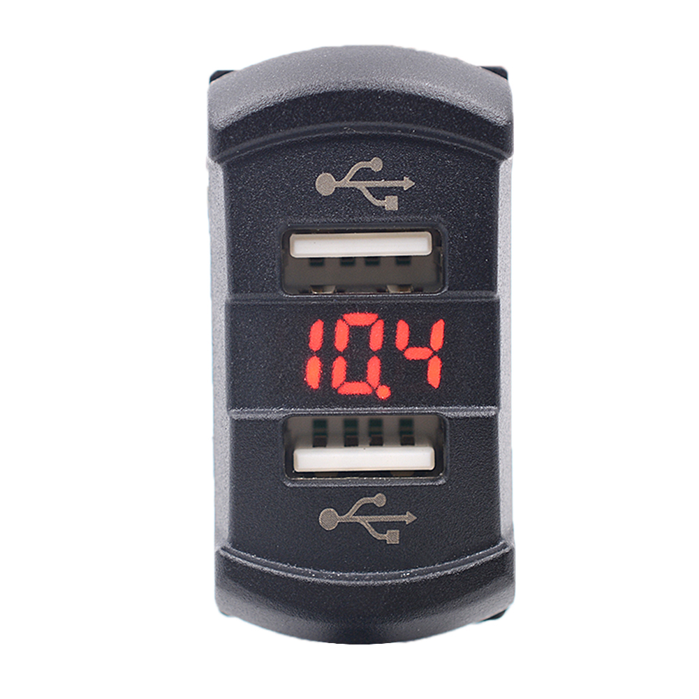 

CS-437 Car 4.2A Dual USB Charger Power Adapter w/ Digital Voltmeter (Red), 501 Original