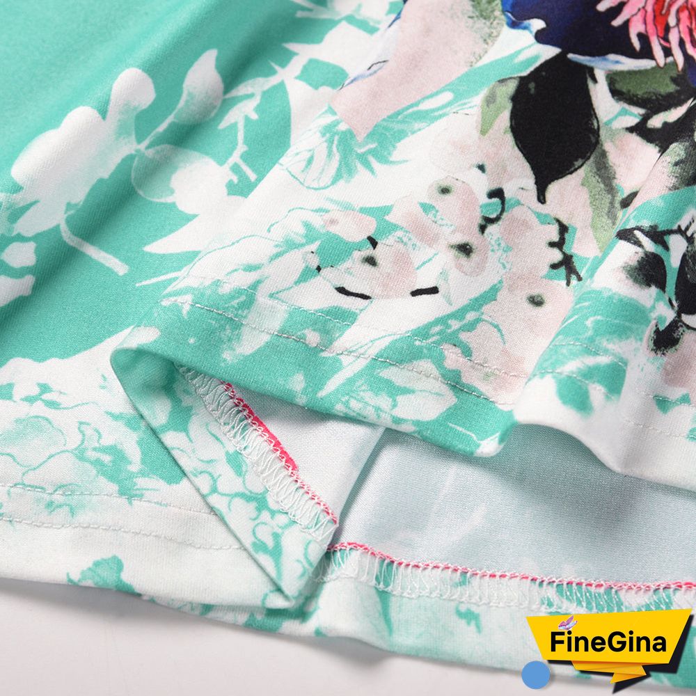 Off Shoulder Short Sleeve Floral Maxi Dress