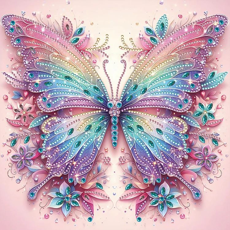 Pink Screen Butterfly - Partial Drill - Special Diamond Painting(30*30cm)