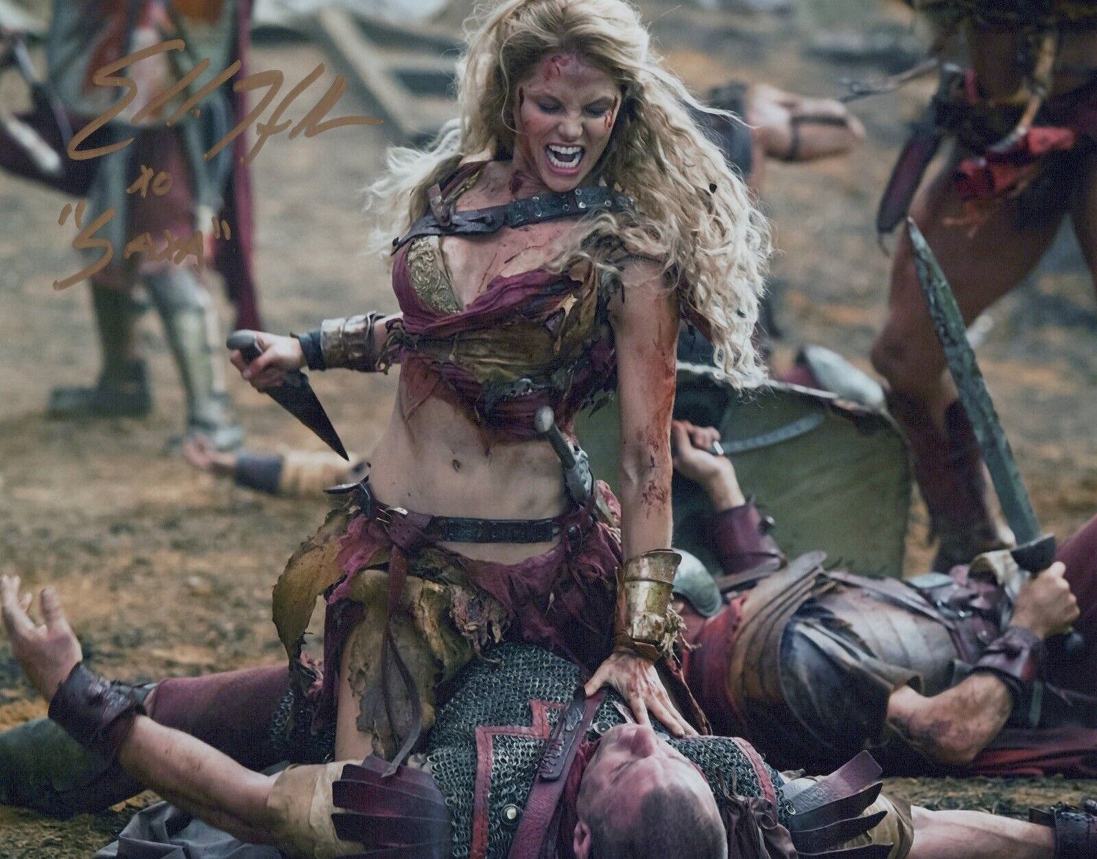 Spartacus TV series 8x10 Photo Poster painting signed by Ellen Hollman as Saxa