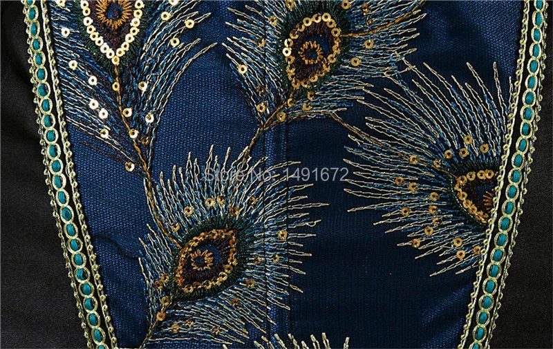 Billionm Sapubonva feather corsets bustiers top peacock embroidery brocade burlesque halloween overbust corset pattern womens sexy exotic