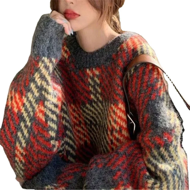 Churchf Churchf Color Sweater Top Wearing Loose Korean Version Ins Lazy Wind Reduce The Age Of Thick Sweater Woman