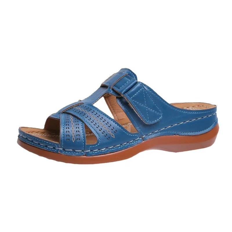 Yyvonne Women's Shoes 2025 Summer New Type Hollow Fish Mouth Slope And Magic Cool Slippers Women's Large Size Women's Shoes