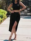 Irregular Clipping Sleeveless Two-Piece Suits