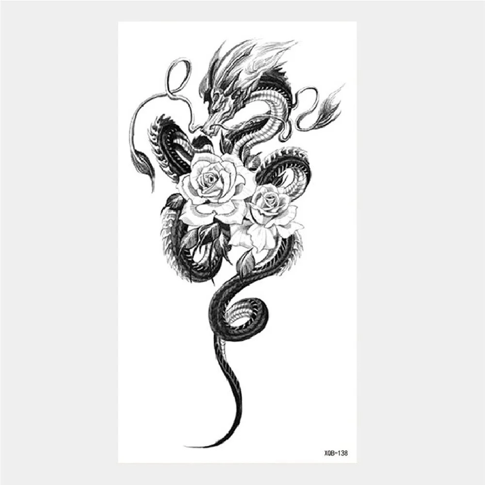 Sdrawing Tattoo Stickers Animal Tatoo Sticker Flying Dragon Wolf Head Tiger Dream Catcher Fake Tatto Body Art Makeup Stickers
