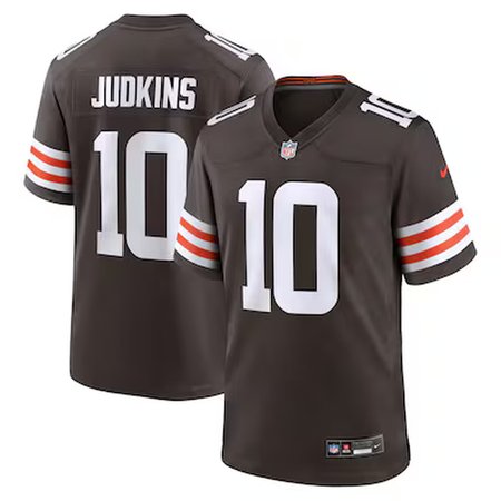 Men's Cleveland Browns #10 Quinshon Judkins  Brown 2025 NFL Draft Game Jersey