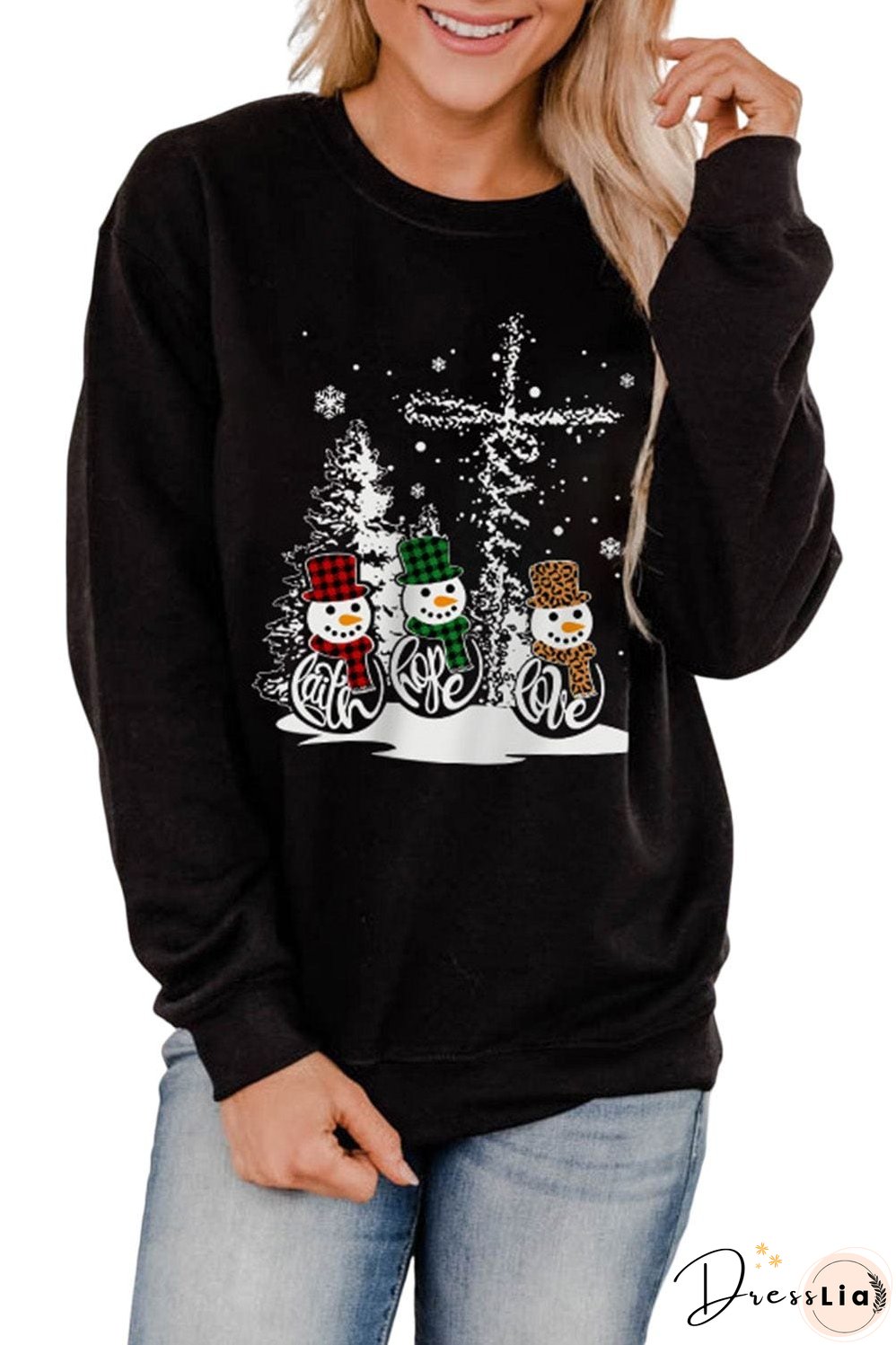 Cozy Black Snowman Christmas Sweater