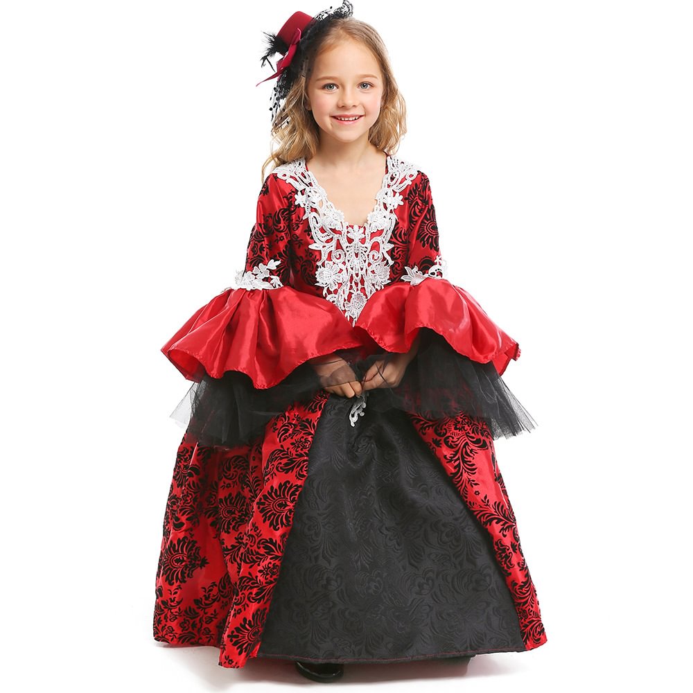 Valentina Girls Halloween Medieval Vampire Costume Gothic Victorian Retro Court Dress-Pajamasbuy